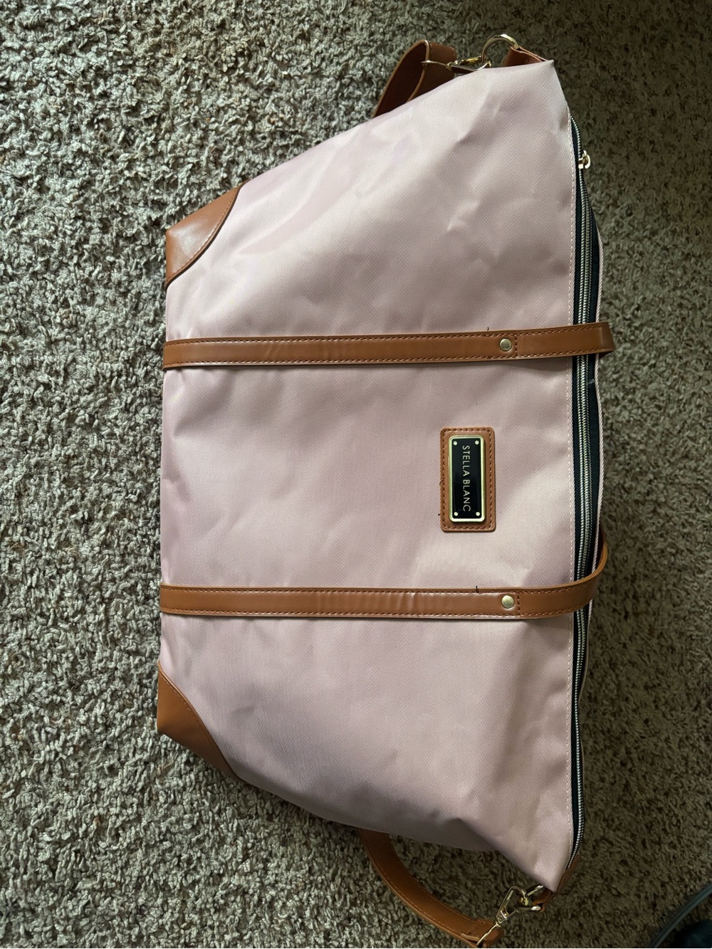 Stella Blanc Pink Travel Duffel with Tan Trim